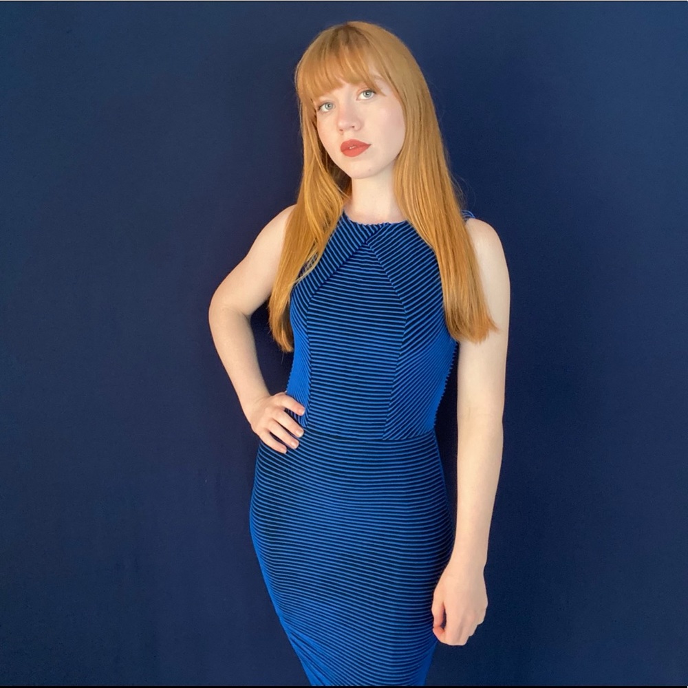Black and Blue Striped Dress